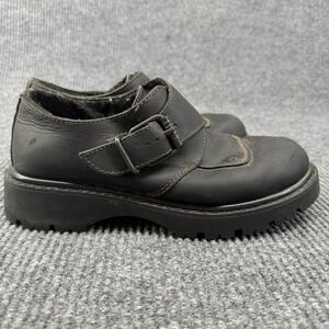 Vtg GBX Basix Black Chunky Buckle Leather Shoes Men's 9 Punk Y2K Goth Work Doc